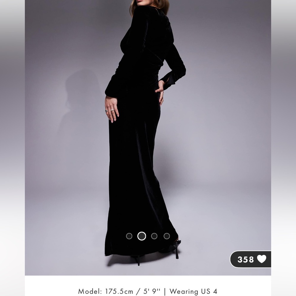 Long sleeve Tucked Velvet Bias Maxi NWT - Picture 2 of 11